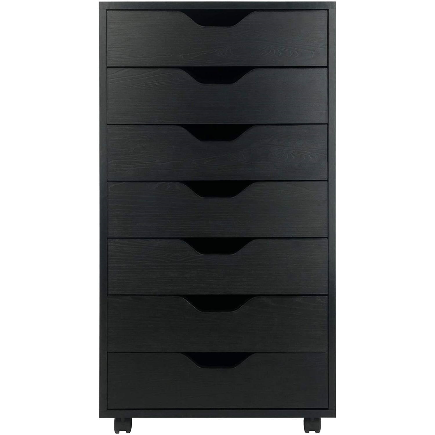 Modern Scandinavian Style 7-Drawer Storage Cabinet Chest in Black Finish-1