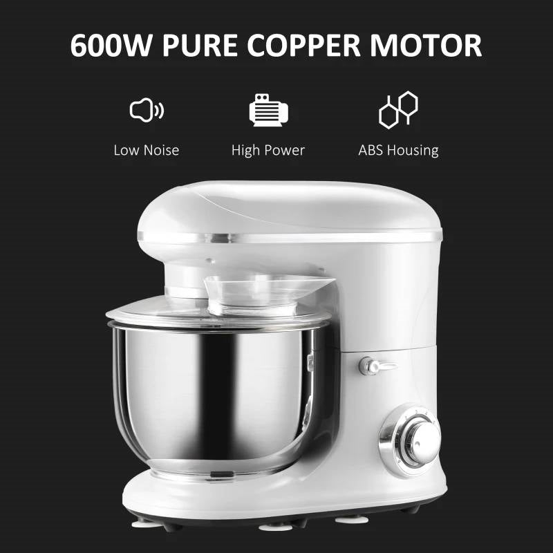 Silver Stainless Steel Tilt 600W Electric Mixer 6QT-4