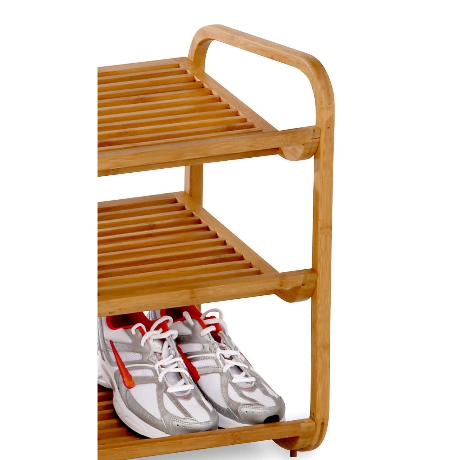 3-Tier Bamboo Shoe Rack Shelf  - Holds 9-12 Pairs of Shoes-2