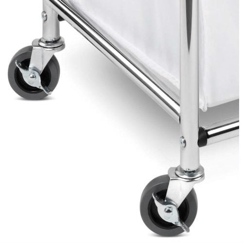 Heavy Duty Commercial Grade Laundry Sorter Hamper Cart in White Chrome-2