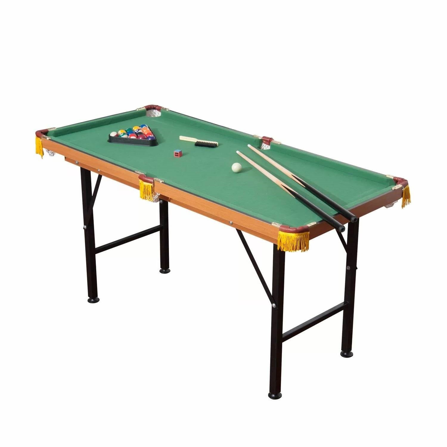 54-inch Green Fleece Top Pool Table Set with Balls Cues and Rack-1