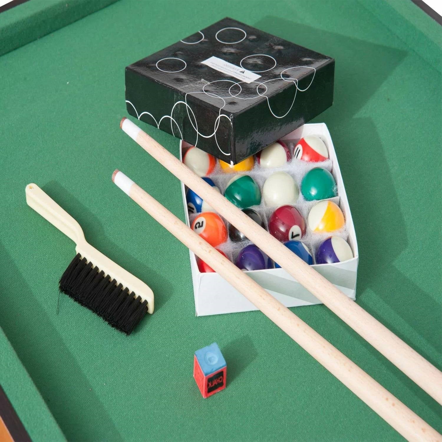 54-inch Green Fleece Top Pool Table Set with Balls Cues and Rack-4