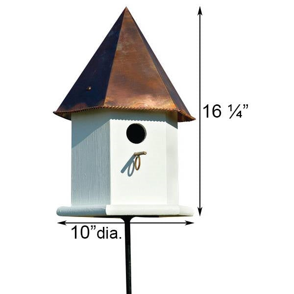 White Hexagonal Birdhouse with Copper Roof - Made in the USA-1