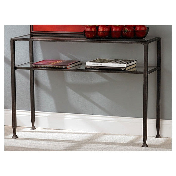 Metal Glass Top Sofa Table Occasional Console Table with Shelf-1