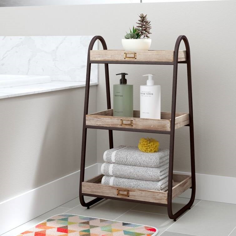 Industrial Freestanding 3-Tier Bathroom Storage Shelving Unit-1
