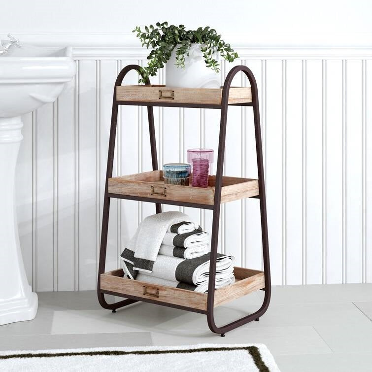 Industrial Freestanding 3-Tier Bathroom Storage Shelving Unit-2