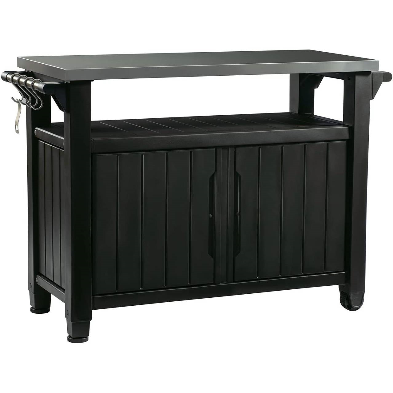 Outdoor Grill Party Bar Serving Cart with Storage in Graphite Grey-0