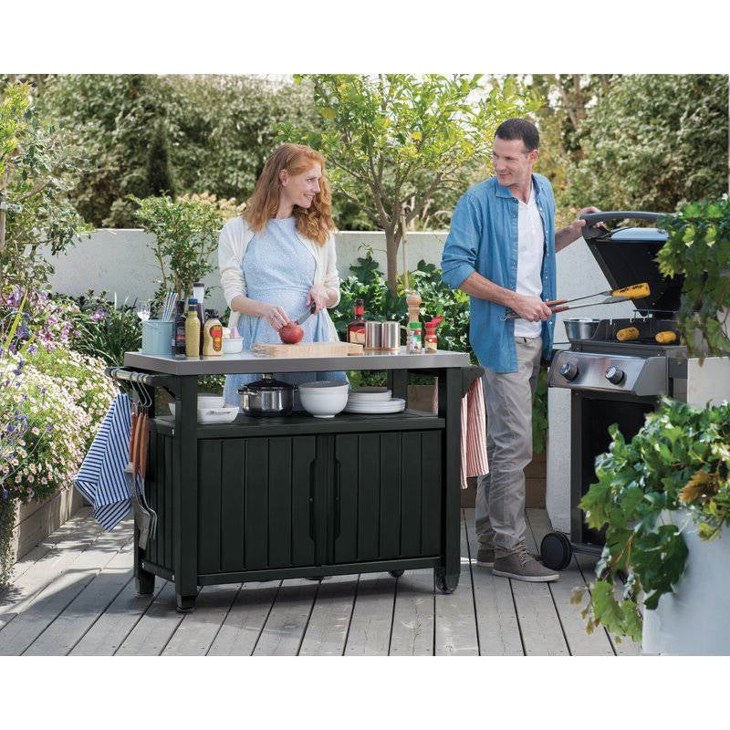 Outdoor Grill Party Bar Serving Cart with Storage in Graphite Grey-1