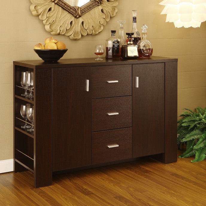 Modern Dining Buffet Sideboard Server in Cappuccino Finish-0