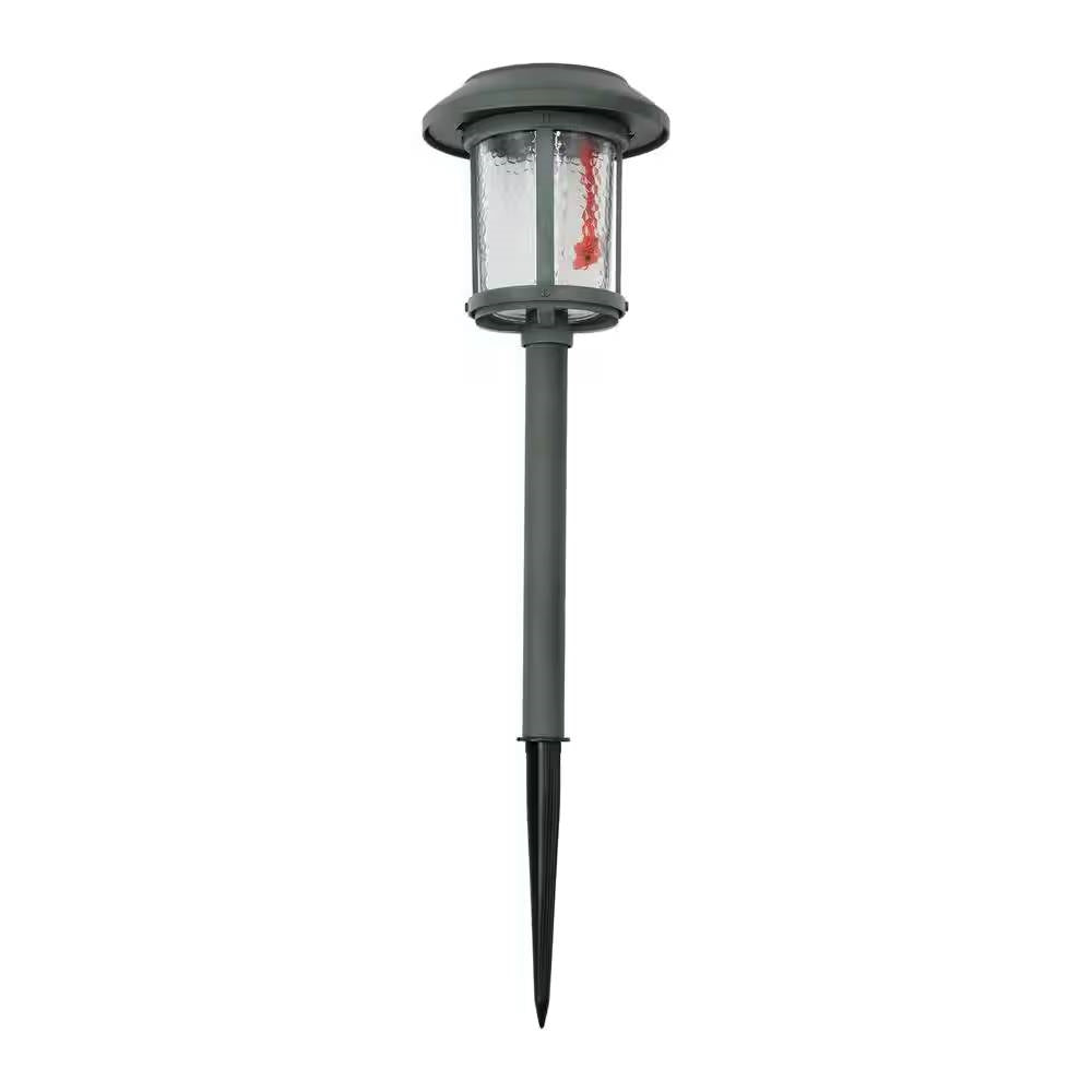 Set of 4 - Outdoor Solar LED Lights in Green with Yard Path Ground Stakes-4