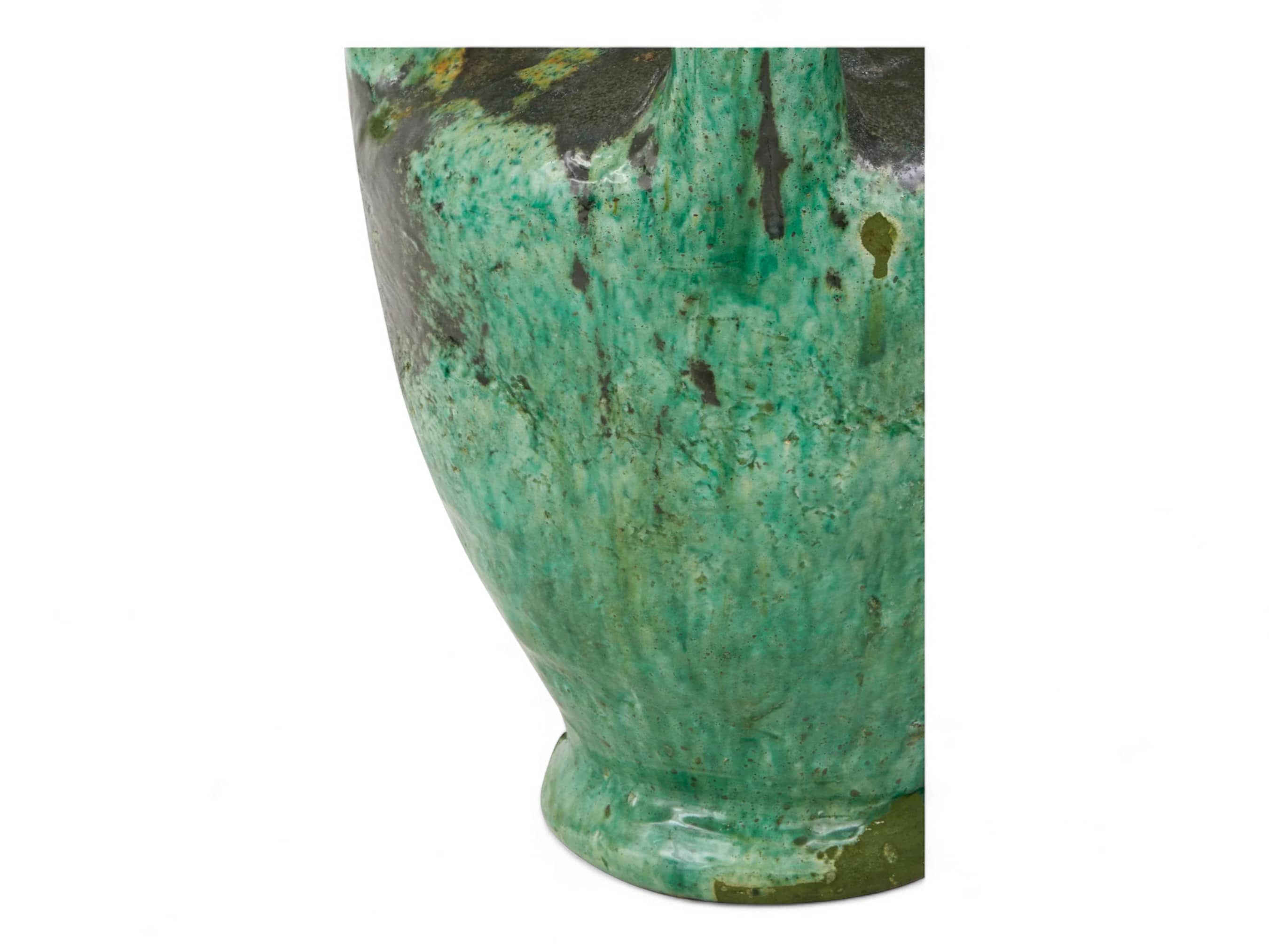 Artisan Handmade Moroccan Tamegroute  Green Glazed Vase-2