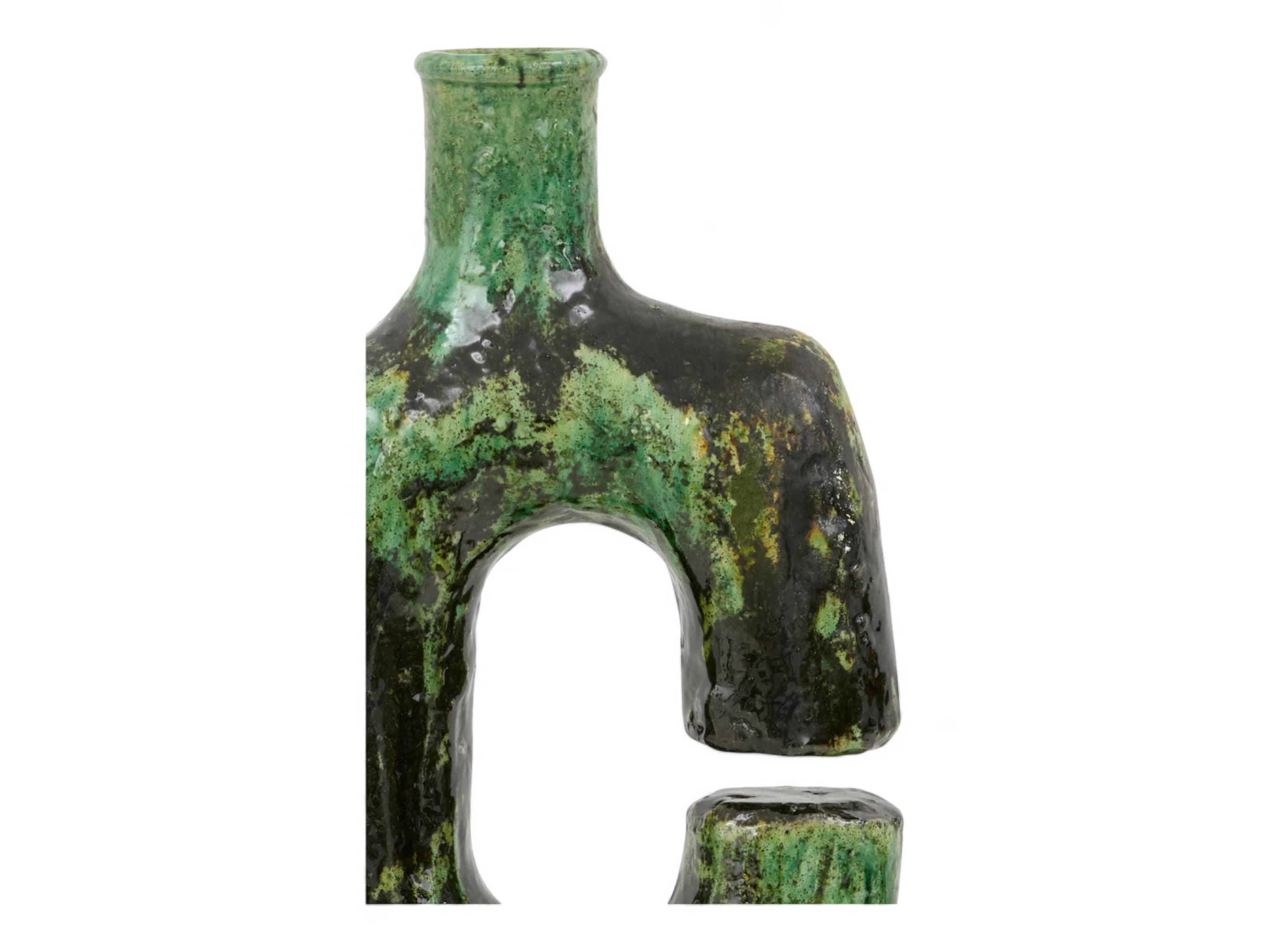 Artisan Handmade Moroccan Tamegroute  Green Glazed Vase-3