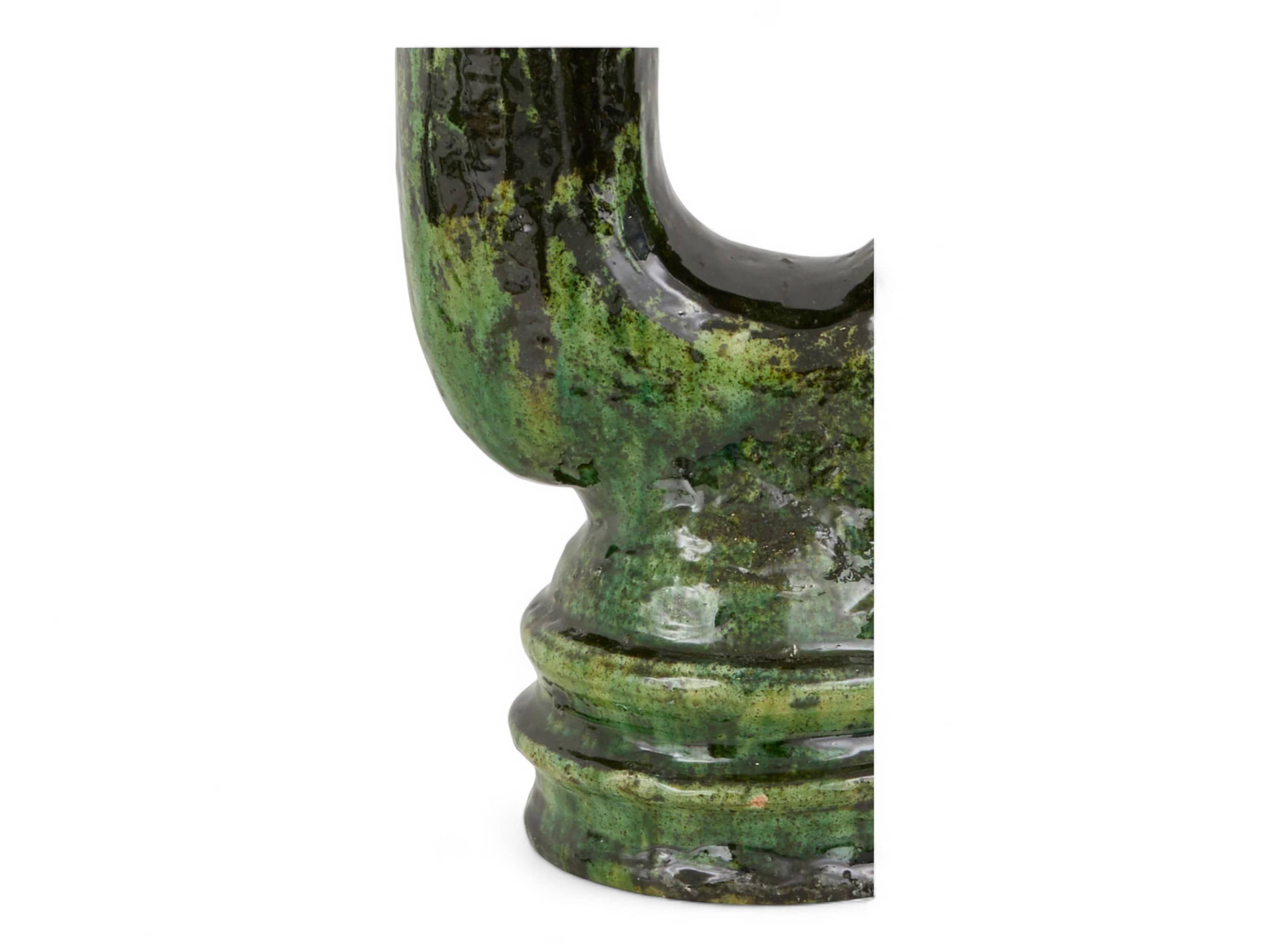 Artisan Handmade Moroccan Tamegroute  Green Glazed Vase-4