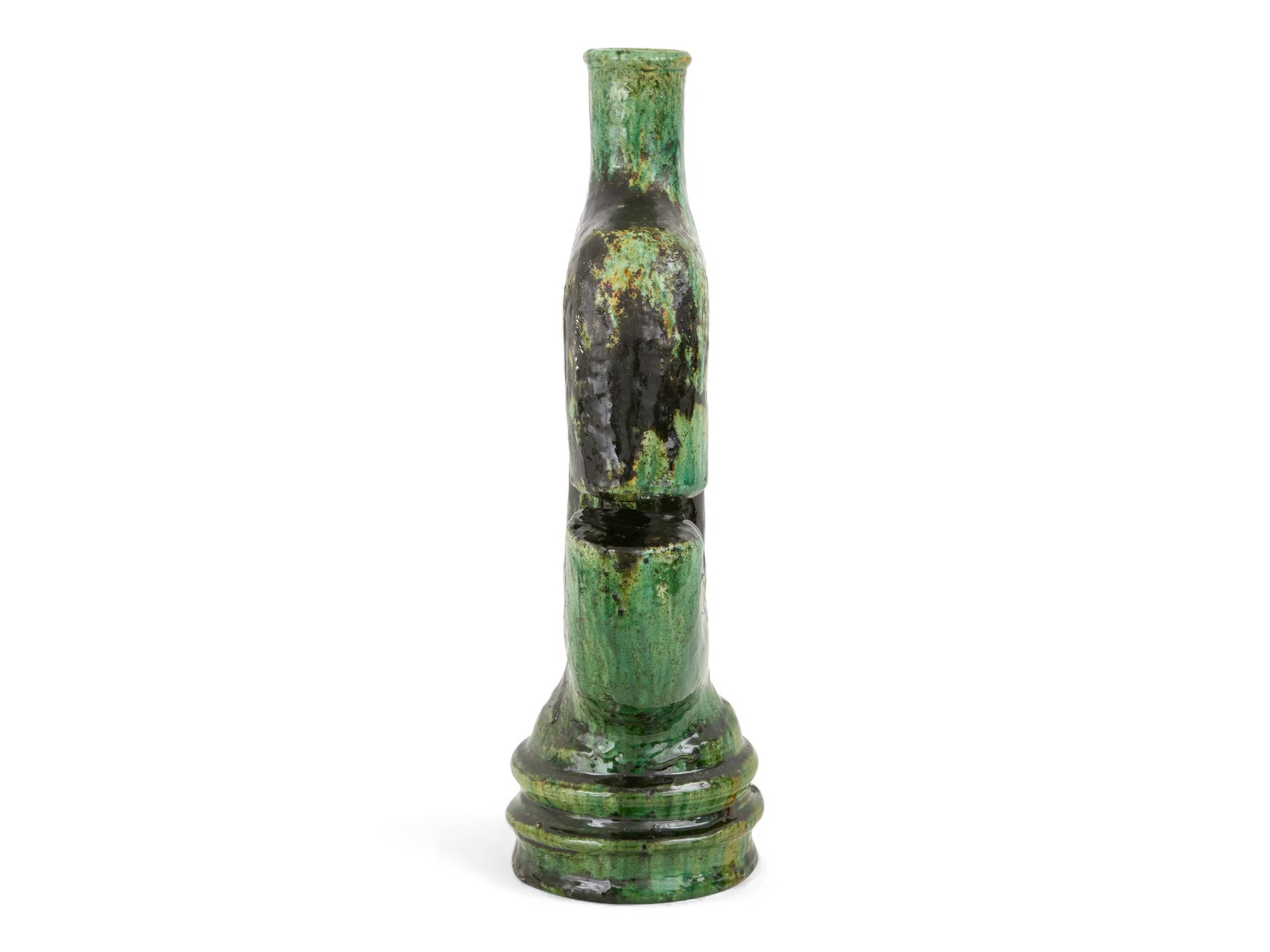 Artisan Handmade Moroccan Tamegroute  Green Glazed Vase-2