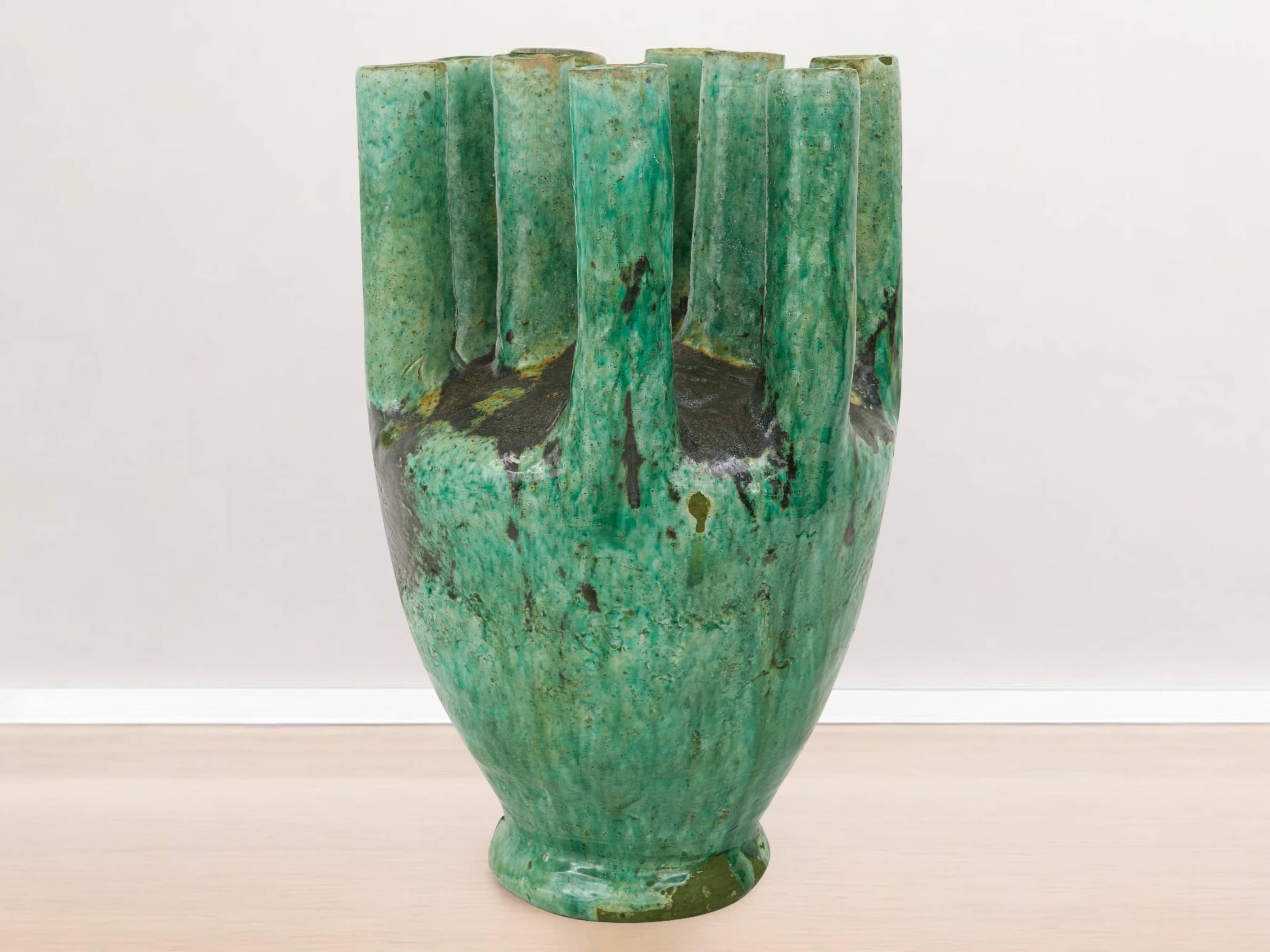 Artisan Handmade Moroccan Tamegroute  Green Glazed Vase-0