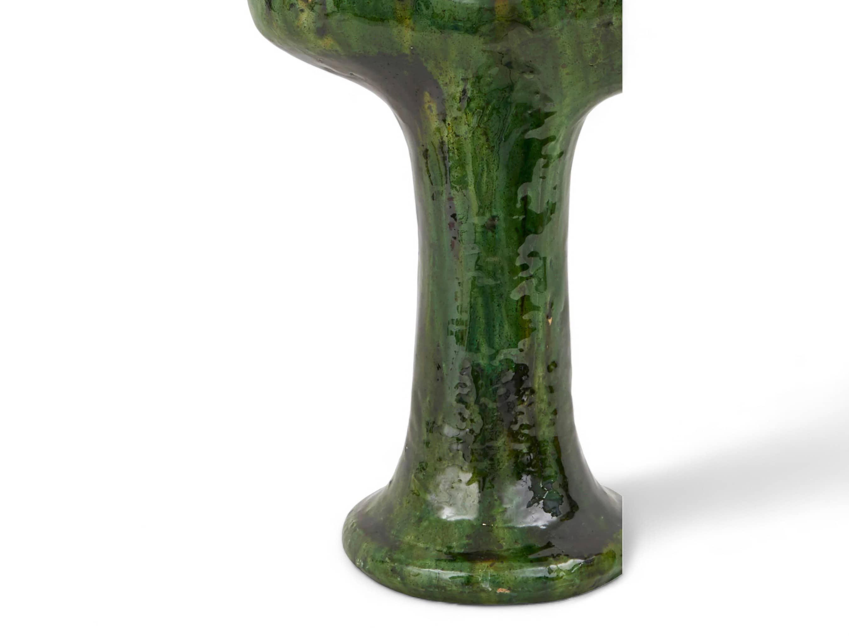 Artisan Handmade Moroccan Tamegroute  Green Glazed Vase-3