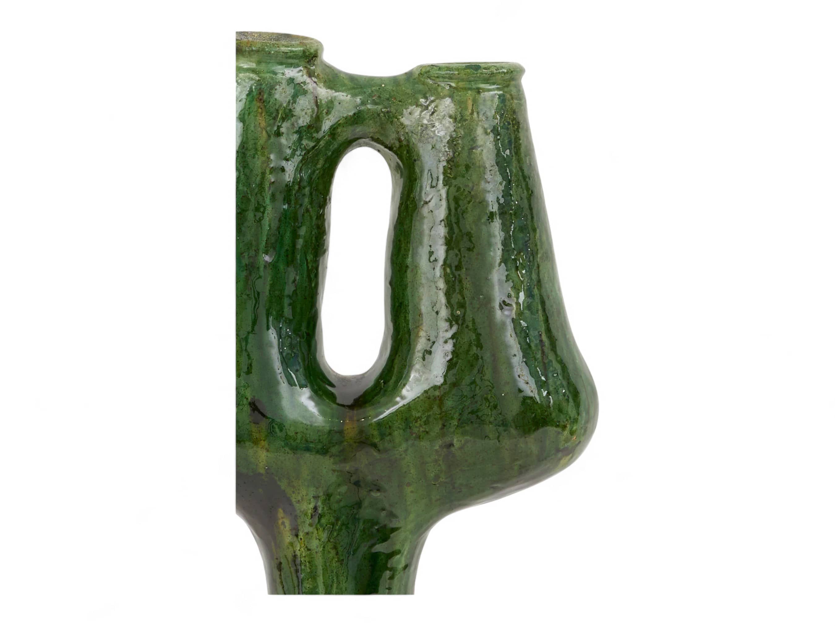 Artisan Handmade Moroccan Tamegroute  Green Glazed Vase-4