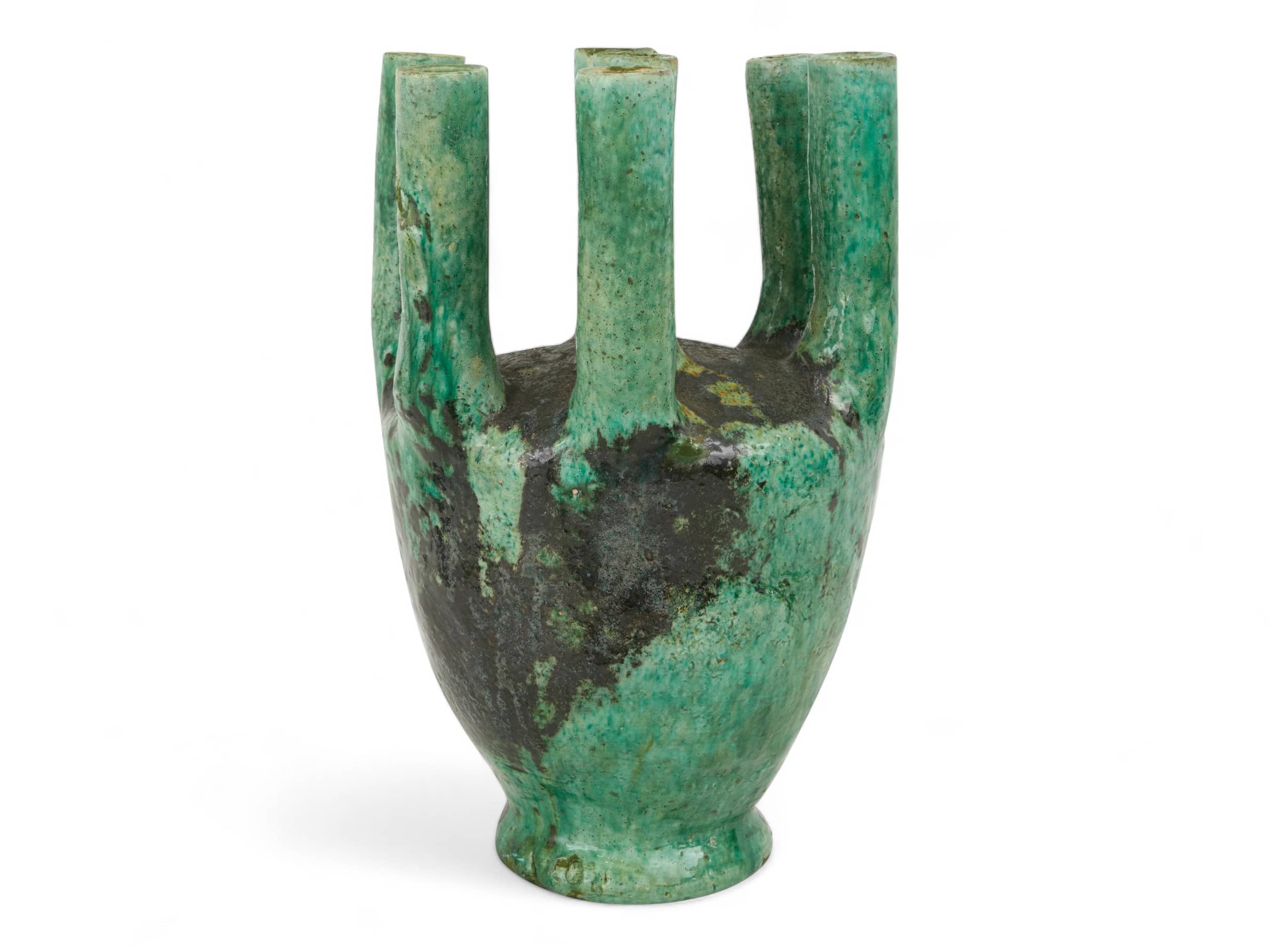 Artisan Handmade Moroccan Tamegroute  Green Glazed Vase-1