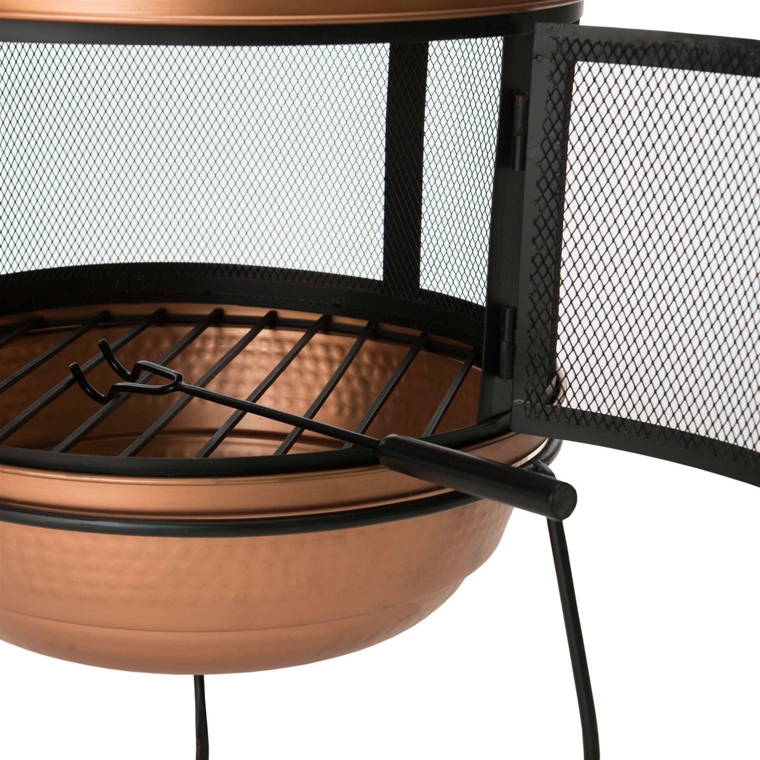 Hammered Copper and Iron Chiminea Fire Pit with Stand-2