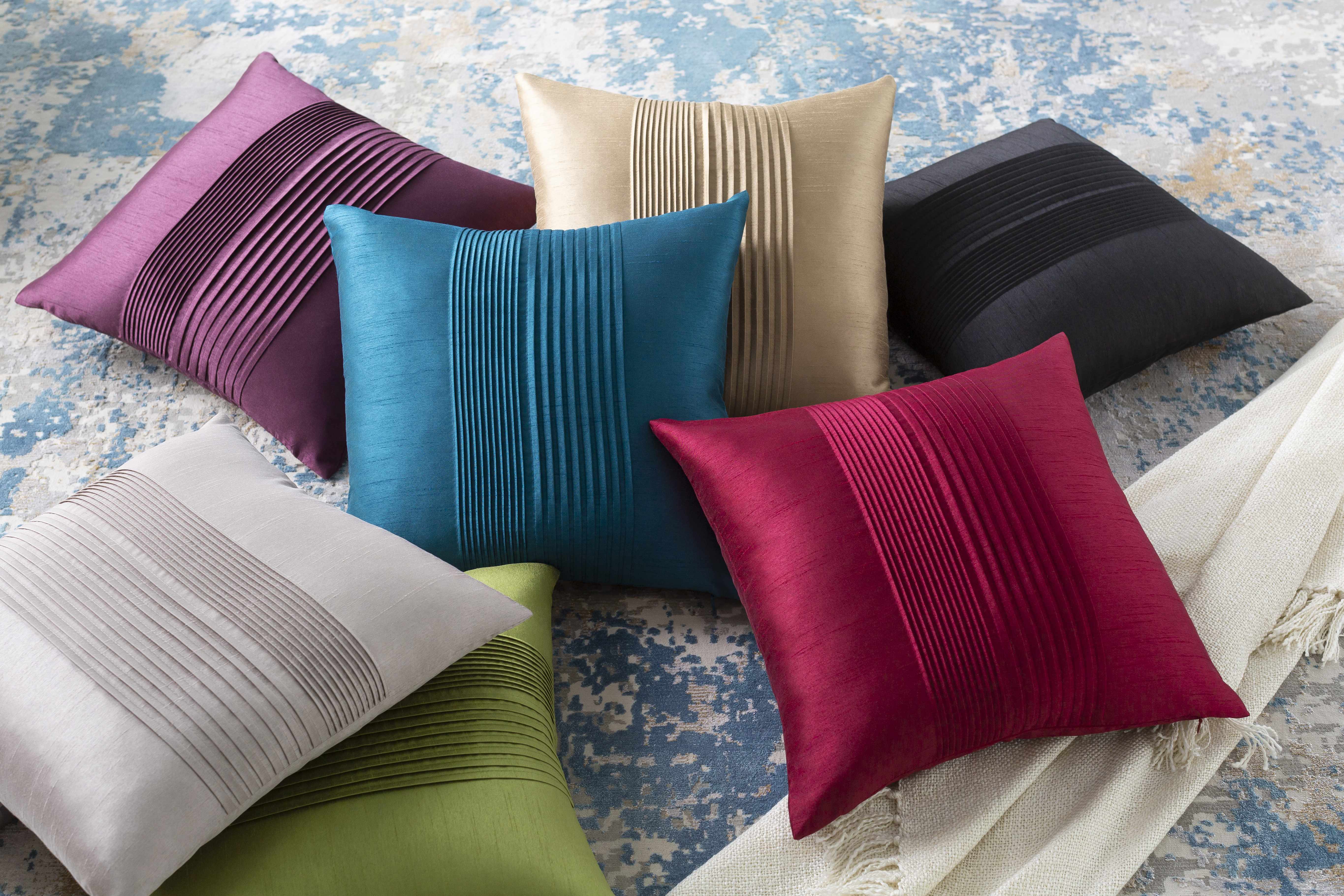 Early Green Pleated Satin Throw Pillow-2