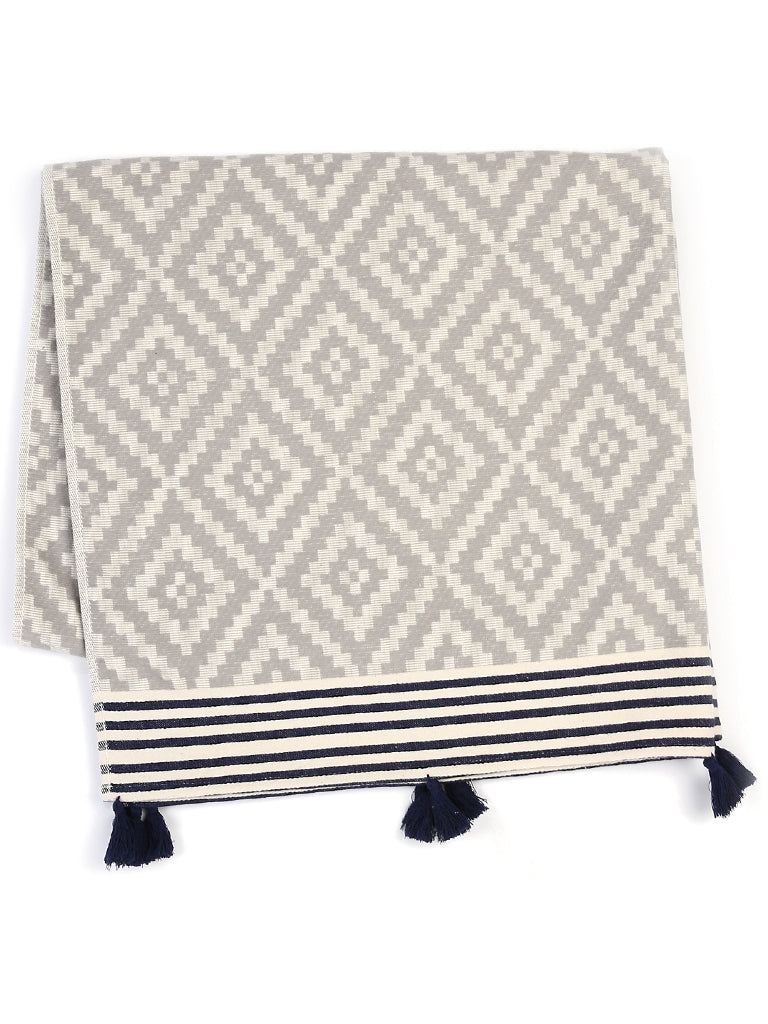 Merida Turkish Towel / Blanket - Gray & Black-0