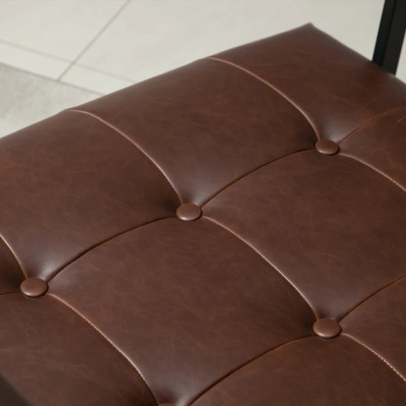 Retro Tufted Faux Leather Metal Frame Accent Chair - Brown-3