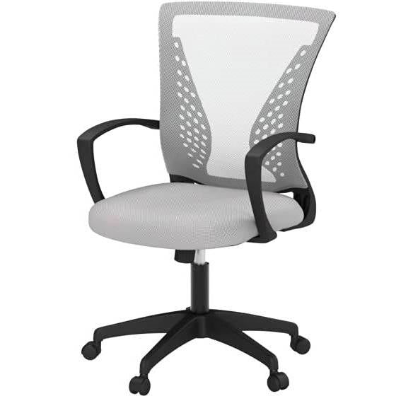 Gray Modern Mid-Back Ergonomic Mesh Office Desk Chair with Armrest on Wheels-0