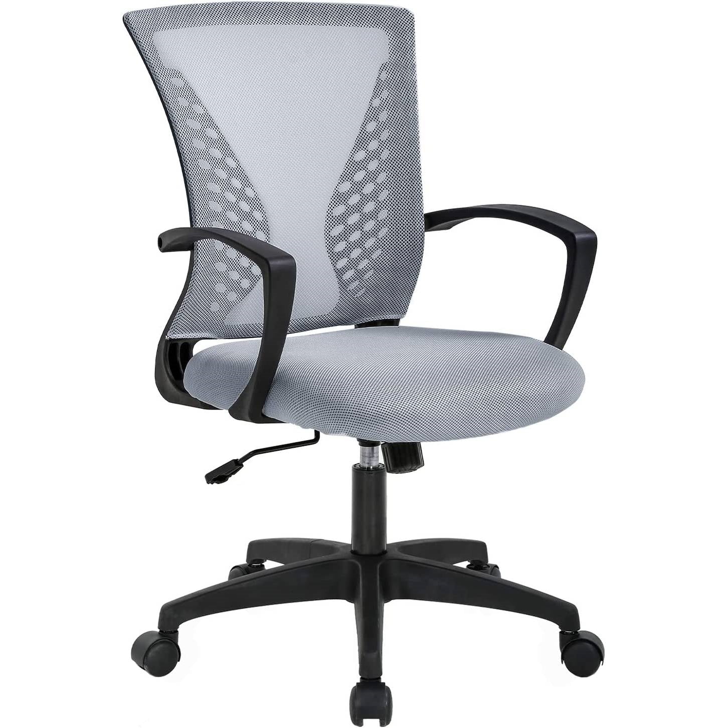 Gray Modern Mid-Back Ergonomic Mesh Office Desk Chair with Armrest on Wheels-1