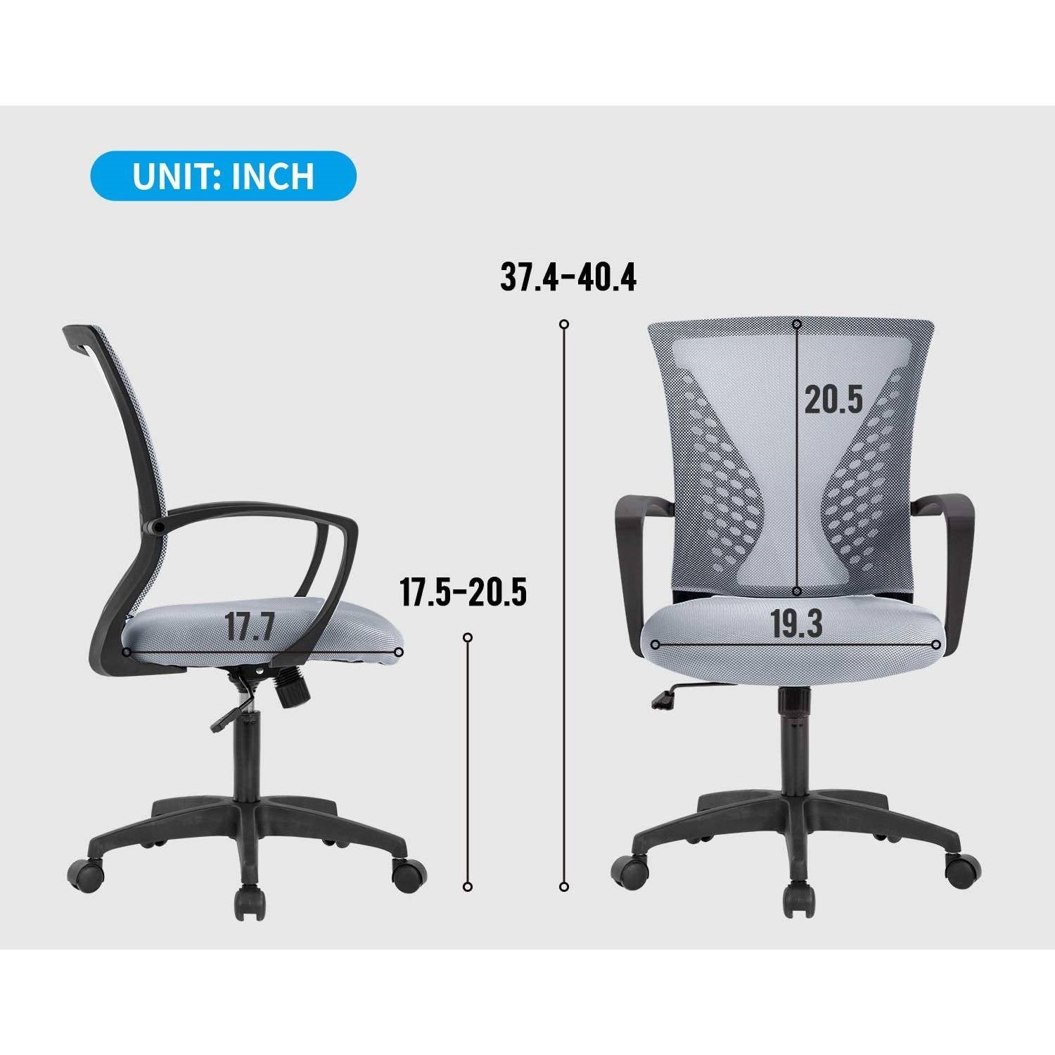 Gray Modern Mid-Back Ergonomic Mesh Office Desk Chair with Armrest on Wheels-3