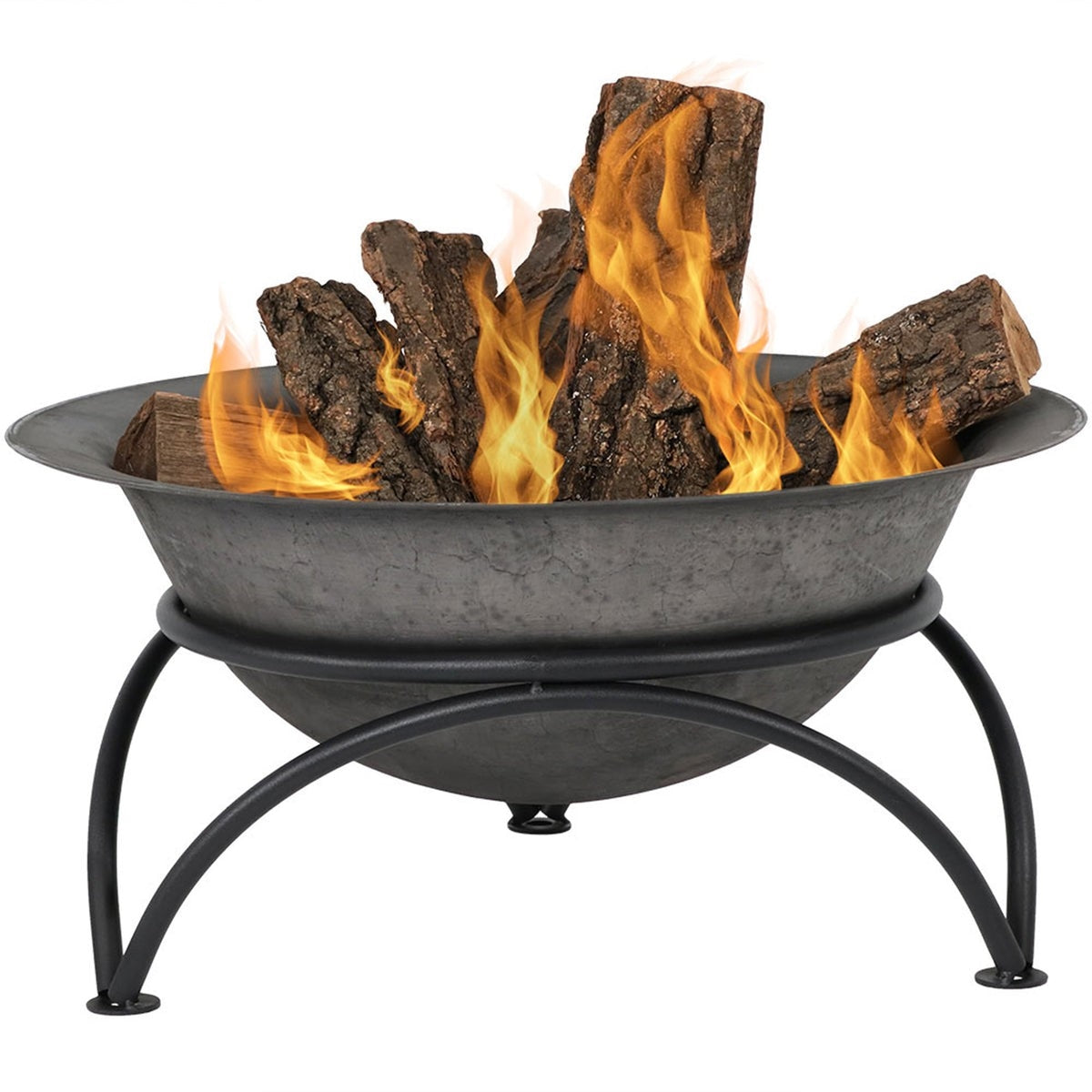 23.5 inch Wood-Burning Small Cast Iron Fire Pit Bowl with Stand-0