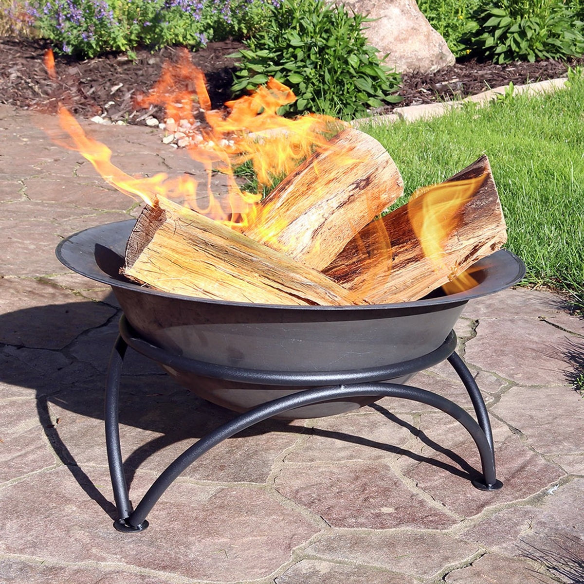 23.5 inch Wood-Burning Small Cast Iron Fire Pit Bowl with Stand-3