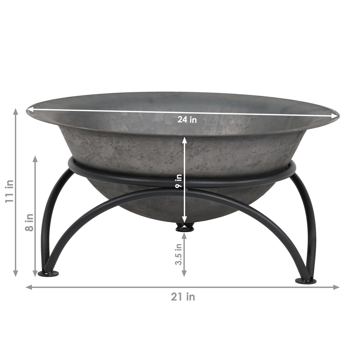 23.5 inch Wood-Burning Small Cast Iron Fire Pit Bowl with Stand-4