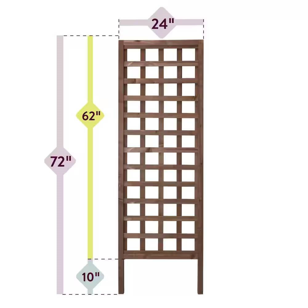 Outdoor 6-Ft Wooden Garden Lattice Trellis in Walnut Wood Finish-4