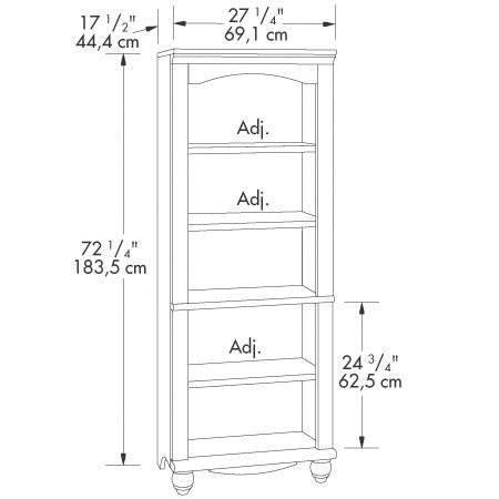 Elegant Display Shelf Bookcase with 5 Shelves in Antique White Wood Finish-1