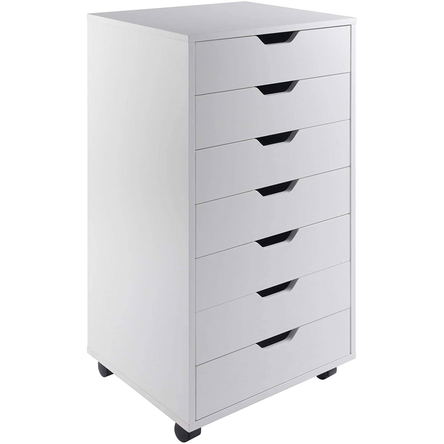 Modern Scandinavian Style 7-Drawer Storage Cabinet Chest in White Finish-0