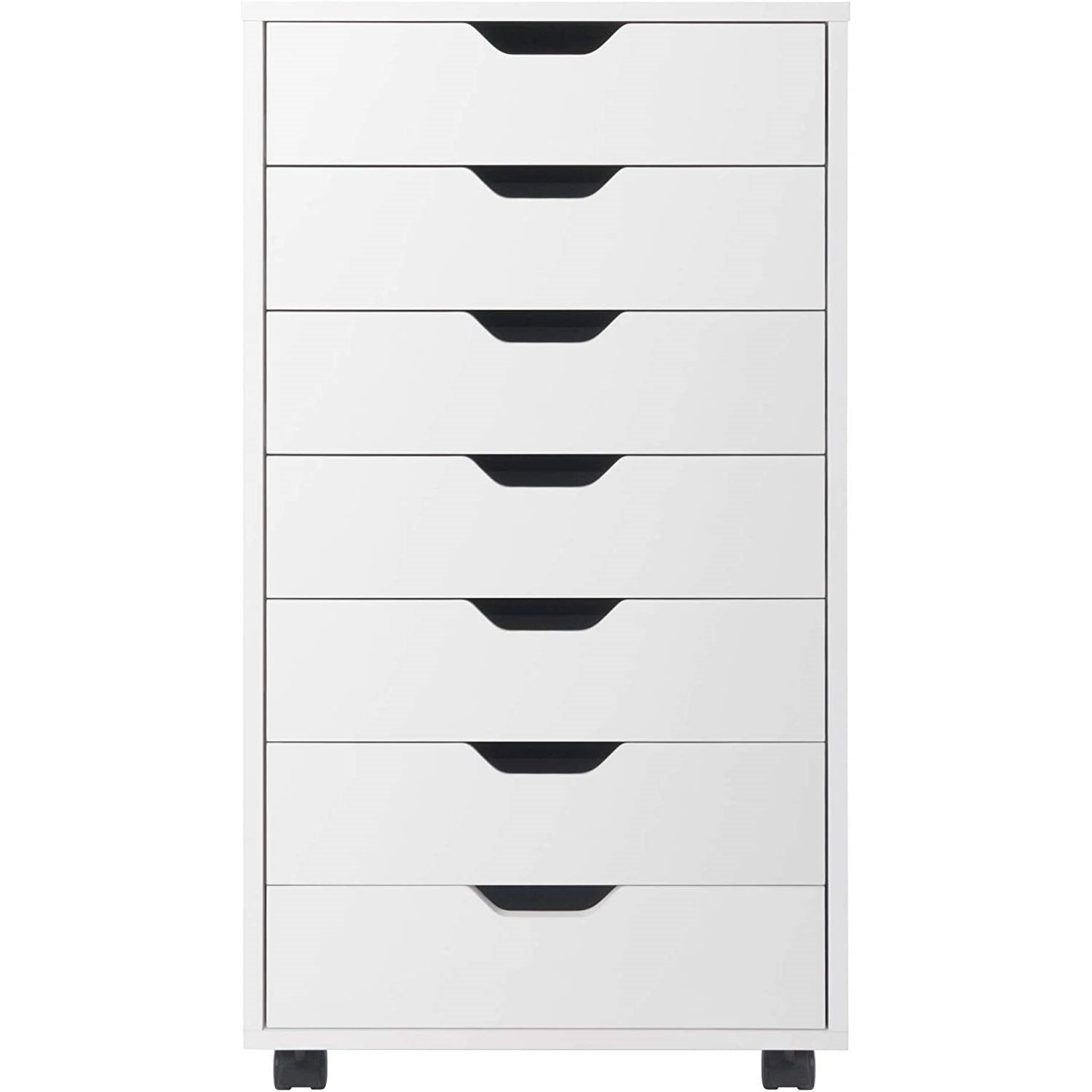 Modern Scandinavian Style 7-Drawer Storage Cabinet Chest in White Finish-1