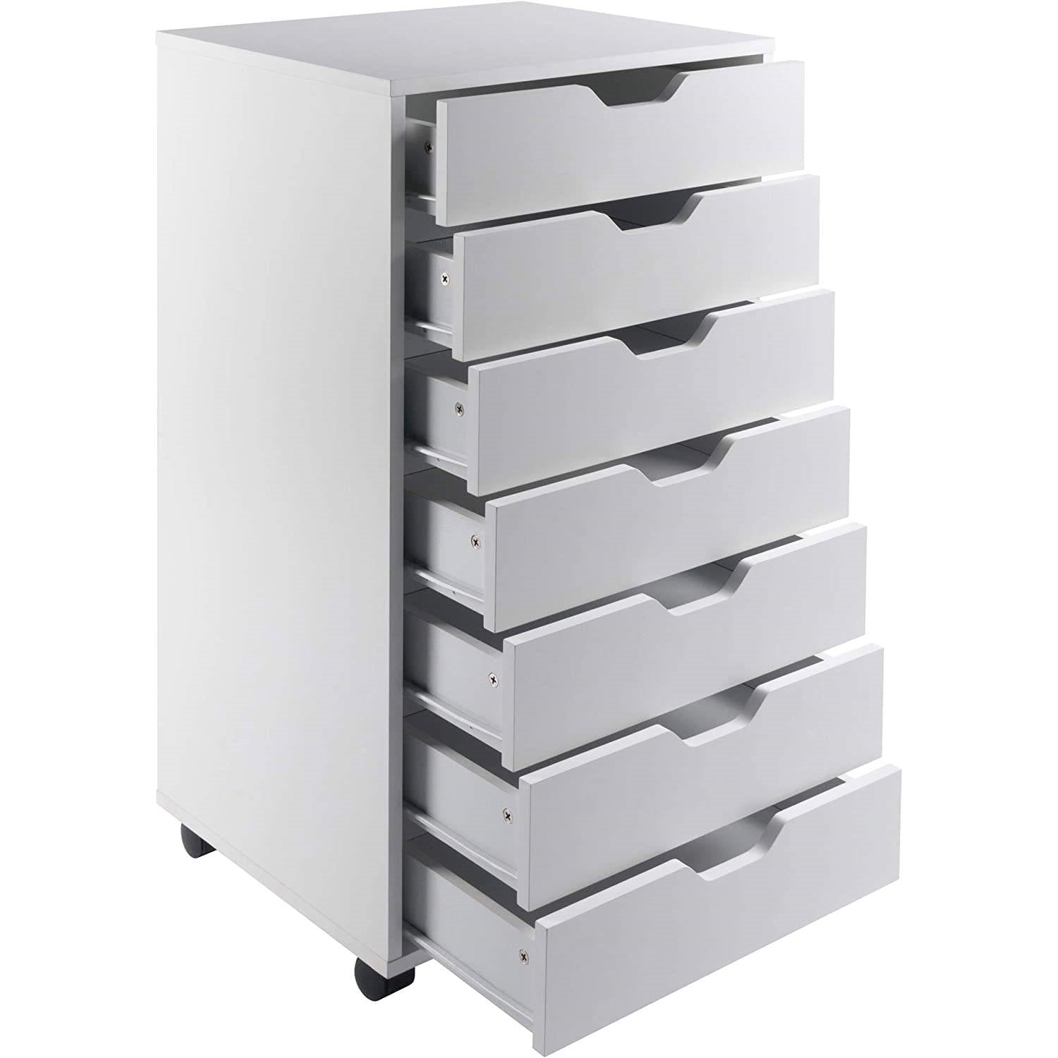 Modern Scandinavian Style 7-Drawer Storage Cabinet Chest in White Finish-3