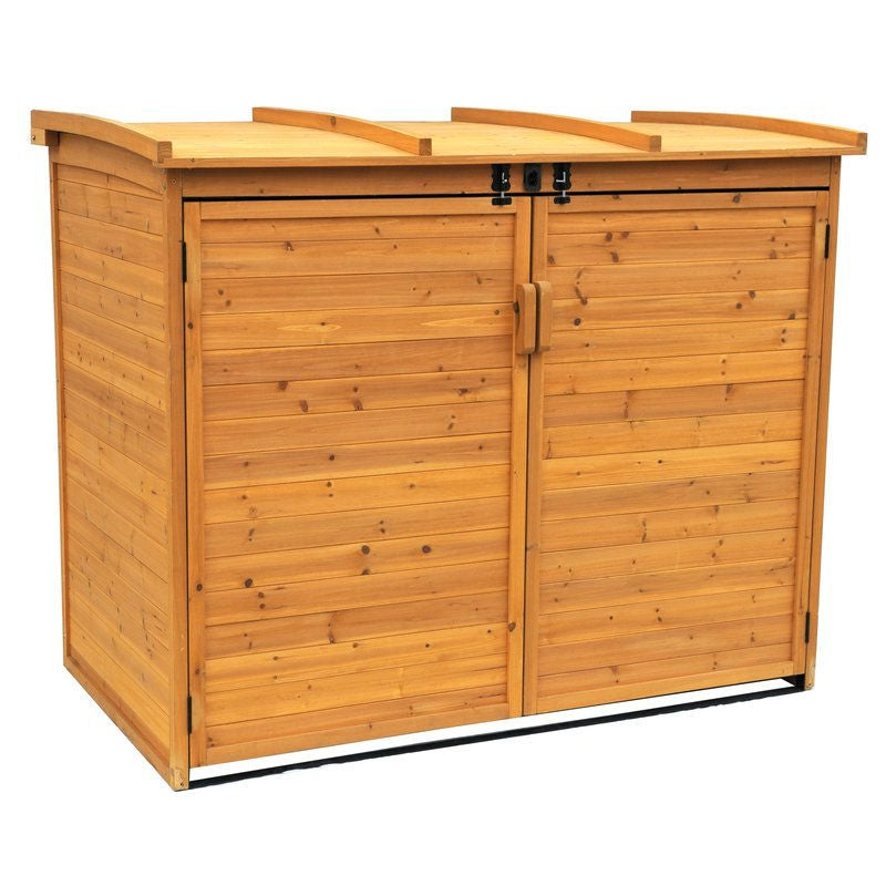 Outdoor 65 x 38 inch Wood Storage Shed for Trash Garbage Recycle Bins-0