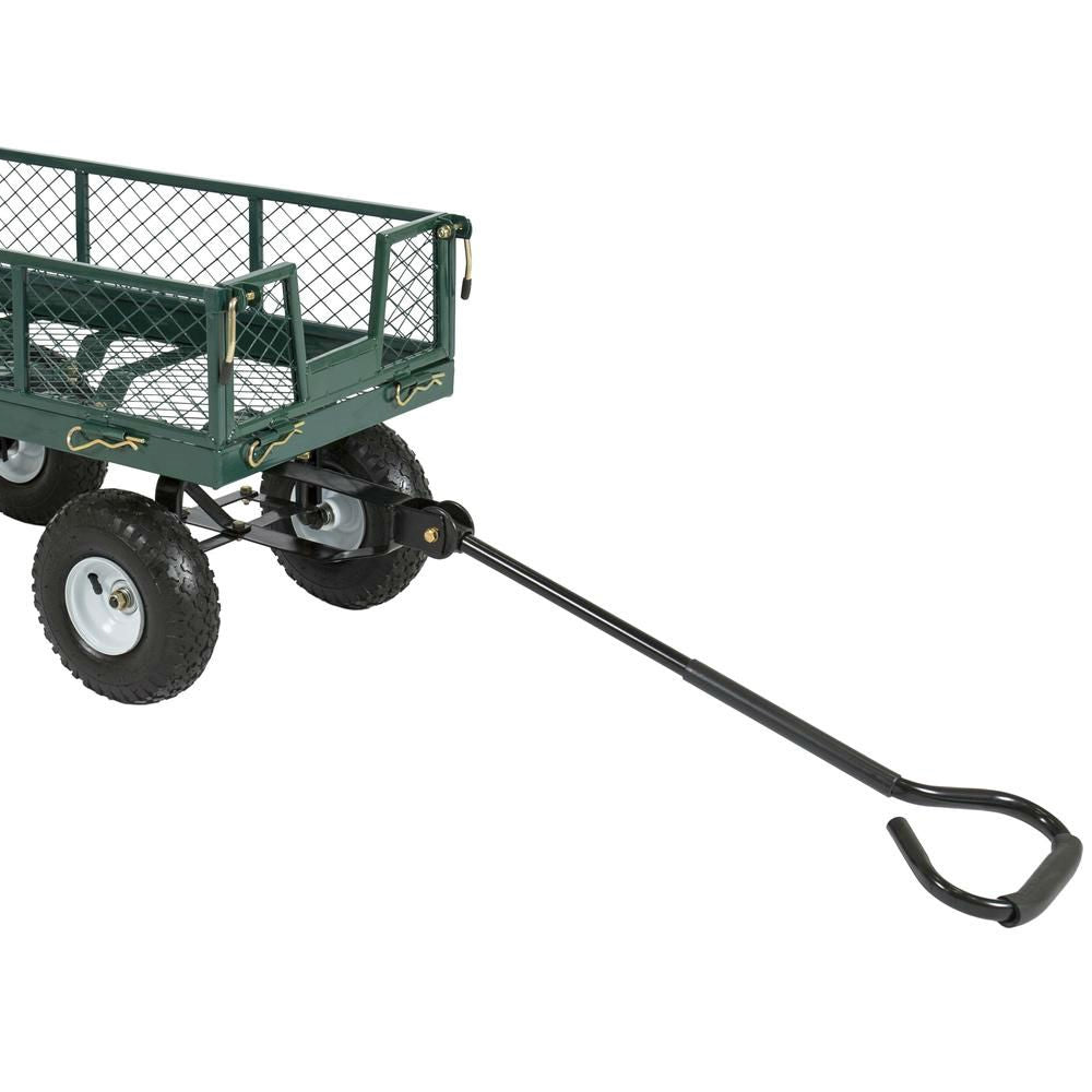 Heavy Duty Green Steel Garden Utility Cart Wagon with Removable Sides-2