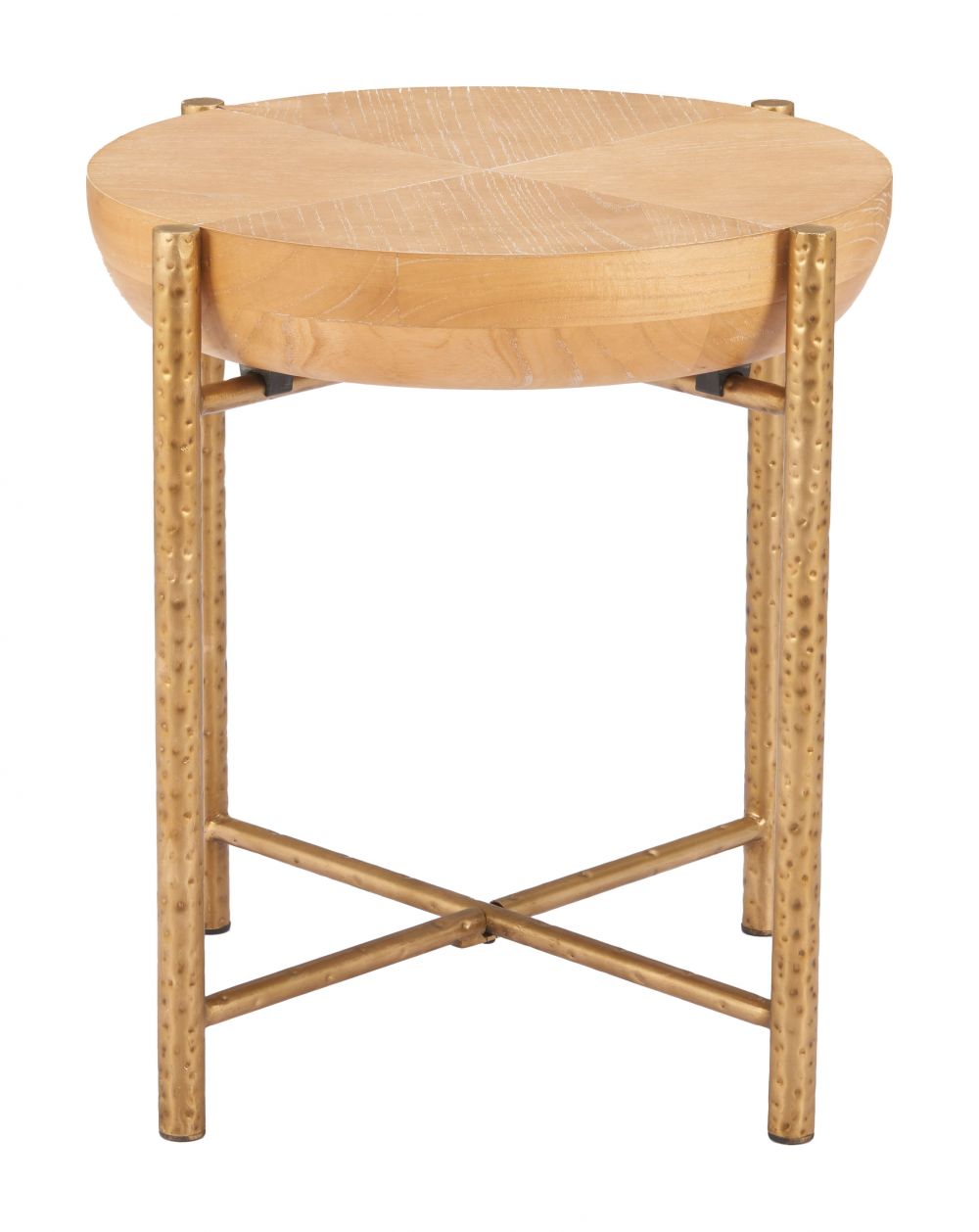 Halva Natural Wood Top Round Side Table