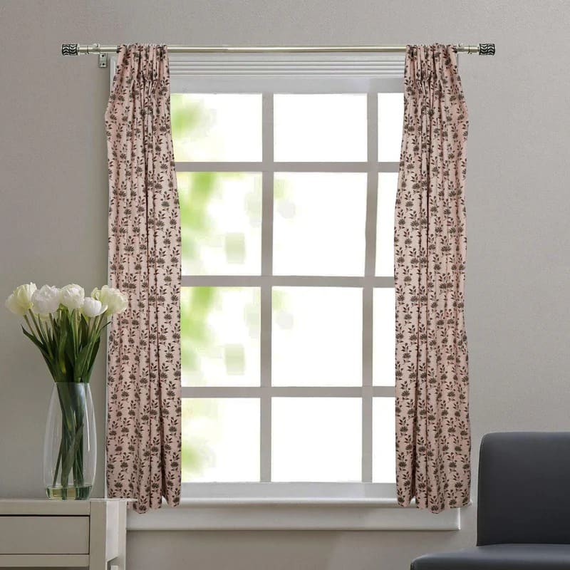 Block Print Blackout Linen Ring Curtain - Deepika