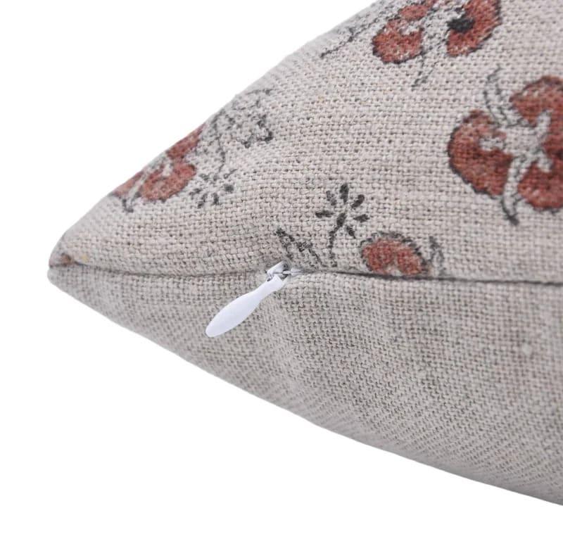Wooden Printed Linen Cushion Cover  - Chitranjan