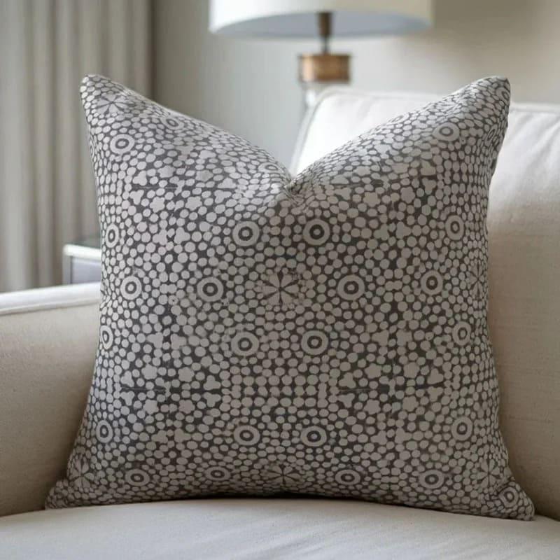 Indian Black Chunributi Floral Pillow Cover