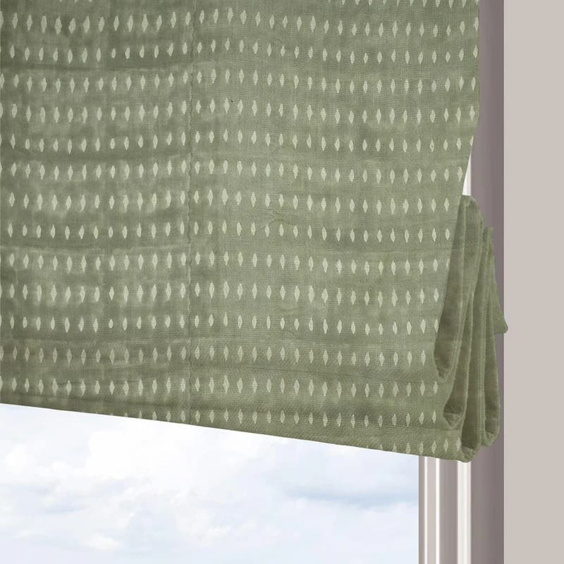 Handmade Tulsi Buti Floral Linen Roman Blind
