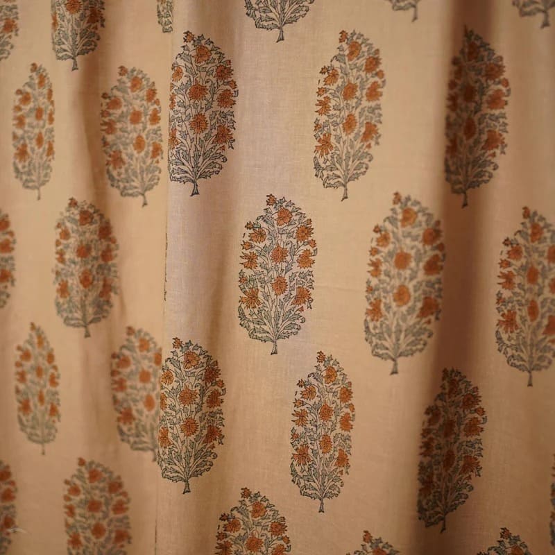 Indian Artisan Linen Brown Ring Curtain - Virat