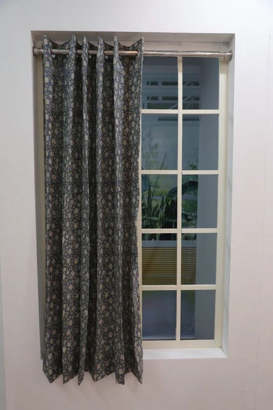 Indian Block Print Floral Amritvela Linen Curtains