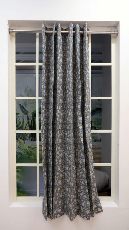 Indian Block Print Floral Amritvela Linen Curtains