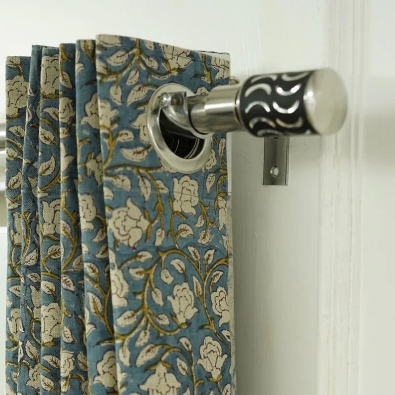 Block Print Linen Blackout Curtains - Amritvela