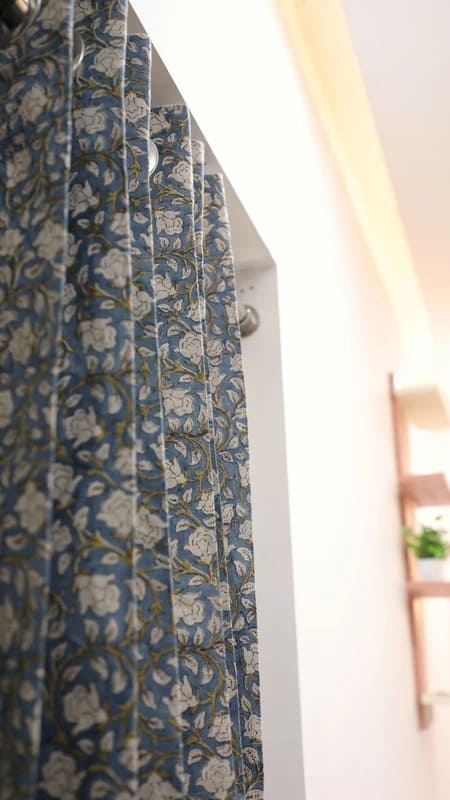 Indian Block Print Floral Amritvela Linen Curtains