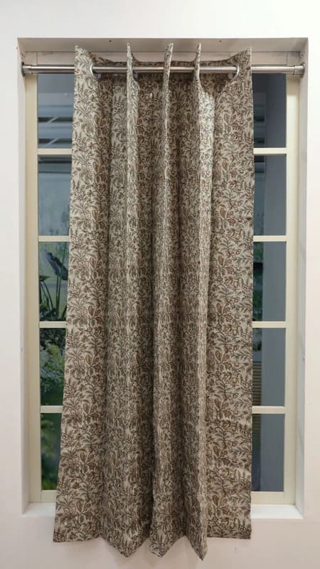 Indian Floral Linen Curtains Living Decor - Kudrat